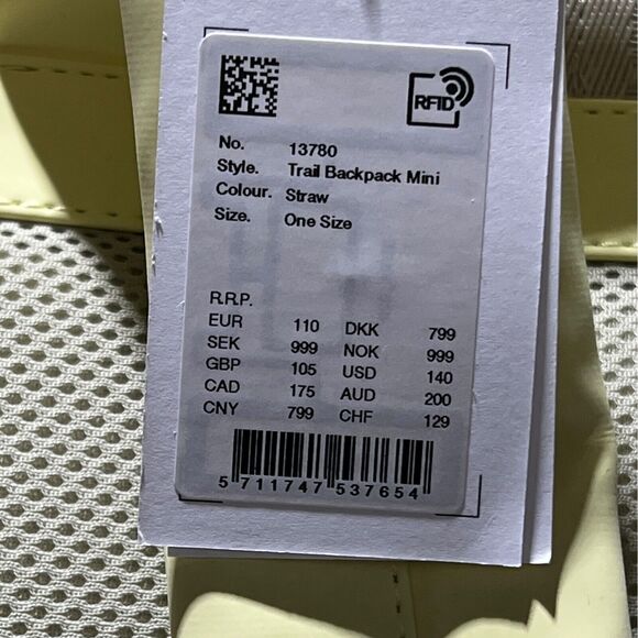 RAINS Buckle Trail Backpack Yellow Waterproof Straw Gorpcore Outdoors Active - Picture 6 of 11